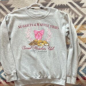 Simply Southern Gray Sweatshirt with Pink Bow and Yellow Fries